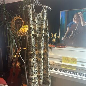 Vintage 90s Animal Zebra Print Maxi Dress Size 8